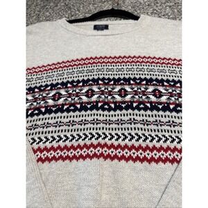 J.Crew Size L Men's  Sweater 100% Cotton Light Gray Sweater Crew Neck Nordic